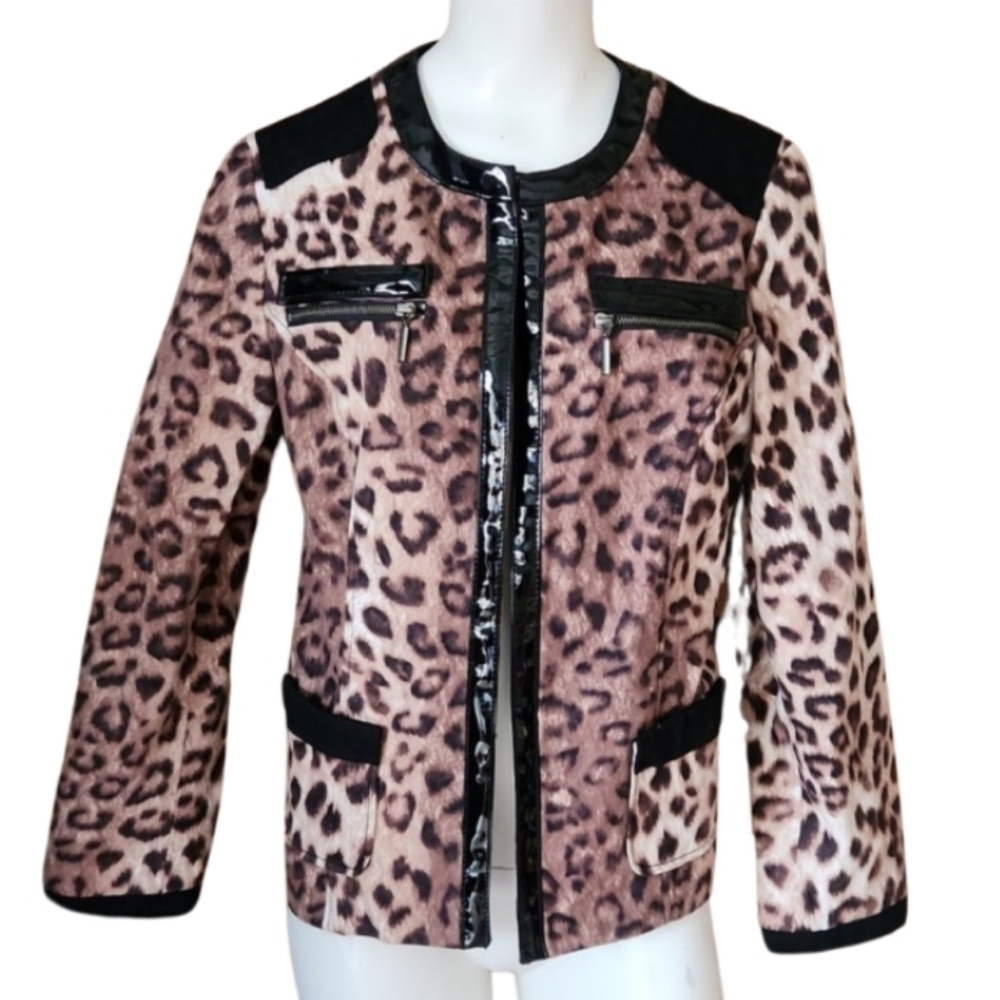 Chicos leopard lined coat